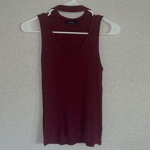 Ambiance No sleeve Red choker neck blouse